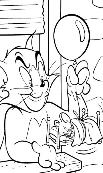 kolorowanka Tom i Jerry malowanka do wydruku z bajki dla dzieci, do pokolorowania kredkami, obrazek nr 8